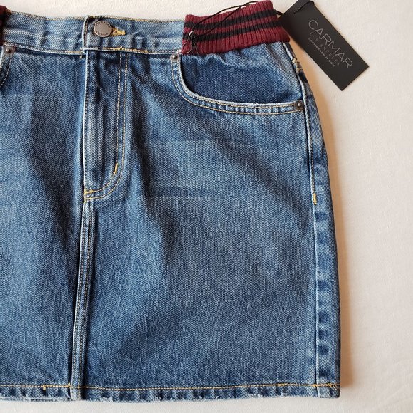 NWT Carmar Jean Denim Skirt elastic waist size 27 - Picture 2 of 8